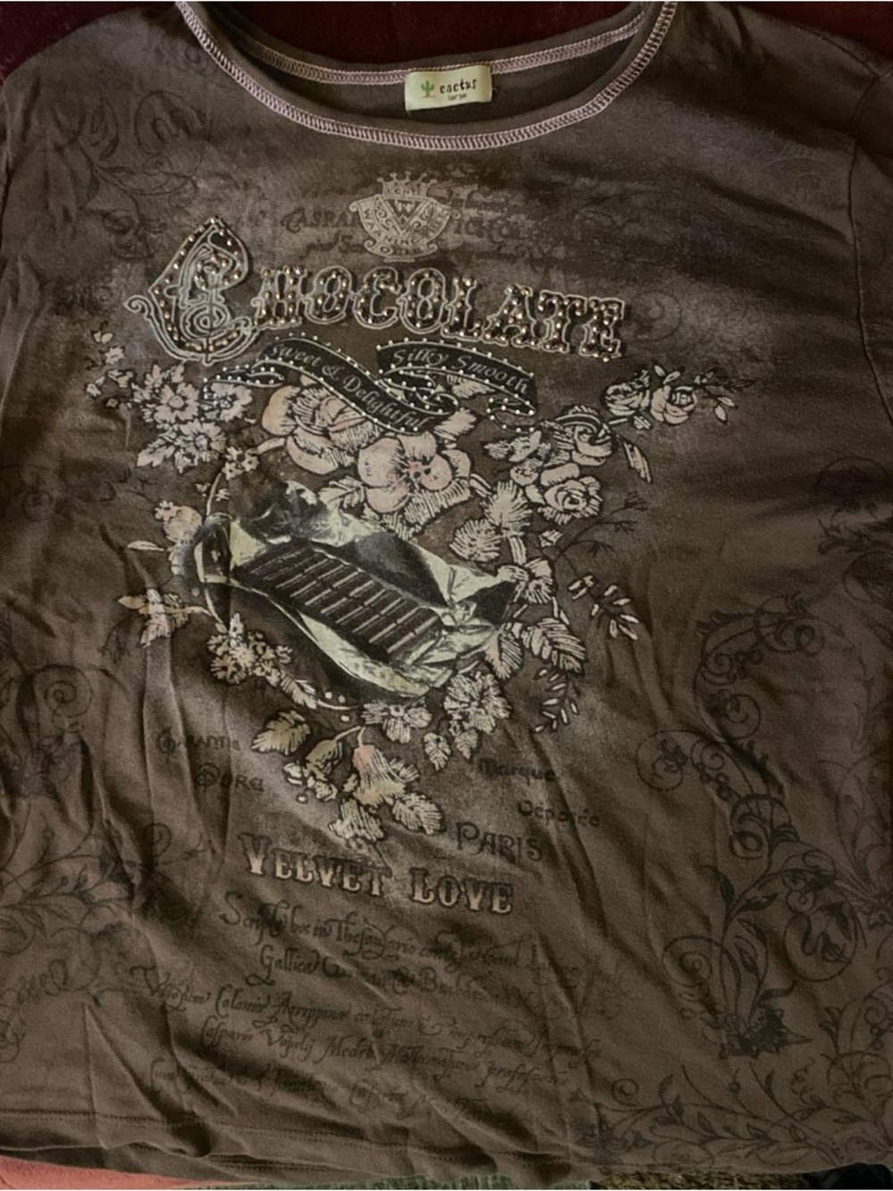 Cactus Brown Tee with Green Cactus Label Accent